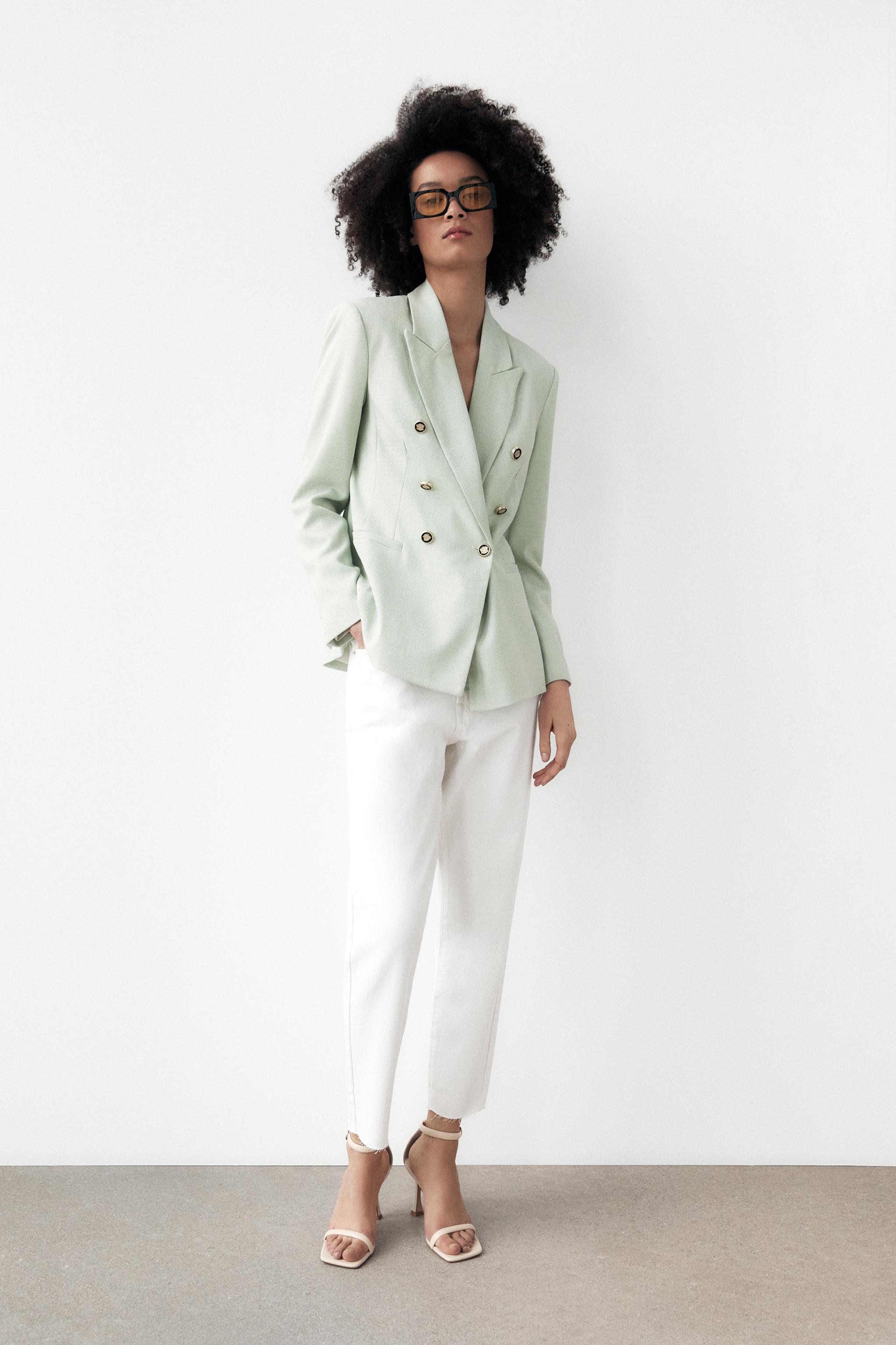 High-shine double-breasted blazer