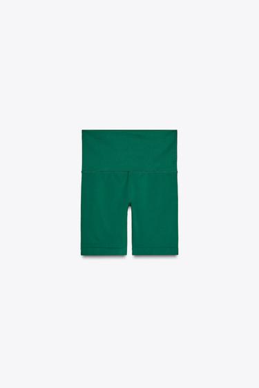 Zara 無接縫五分短褲 - 綠色 - 圖片 0