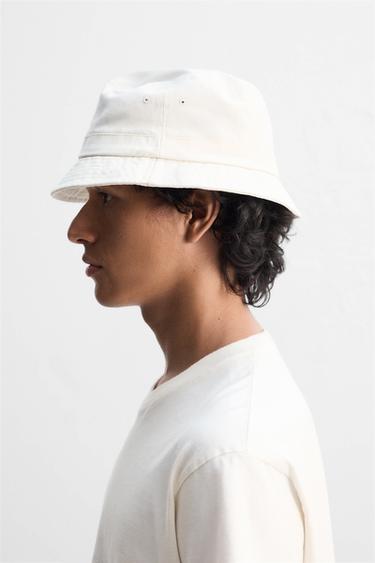 COTTON BUCKET HAT - Oyster-white by Zara - Image 1