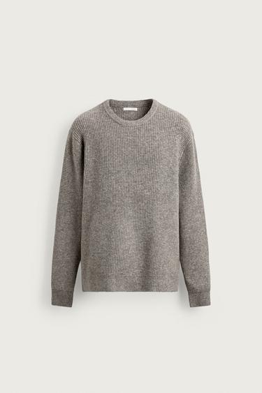 JERSEY REGULAR FIT ESTRUCTURA WAFFLE - Gris de Zara