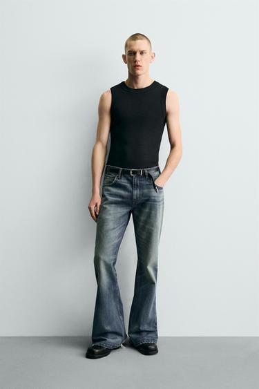 Zara FLARE FIT JEANS - Blue / Green - Image 0