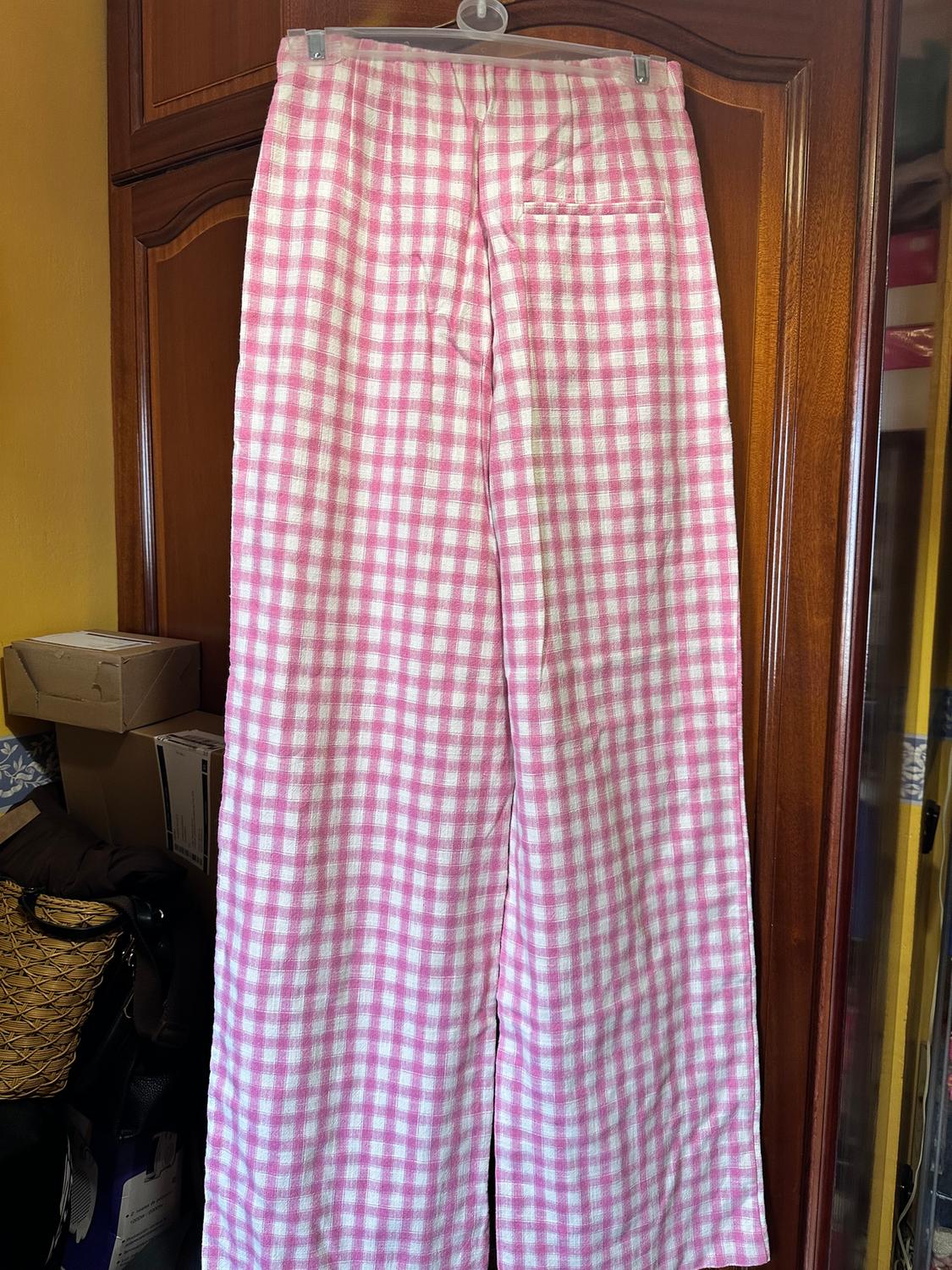 GINGHAM CHECK FULL LENGTH TROUSERS - Image 4