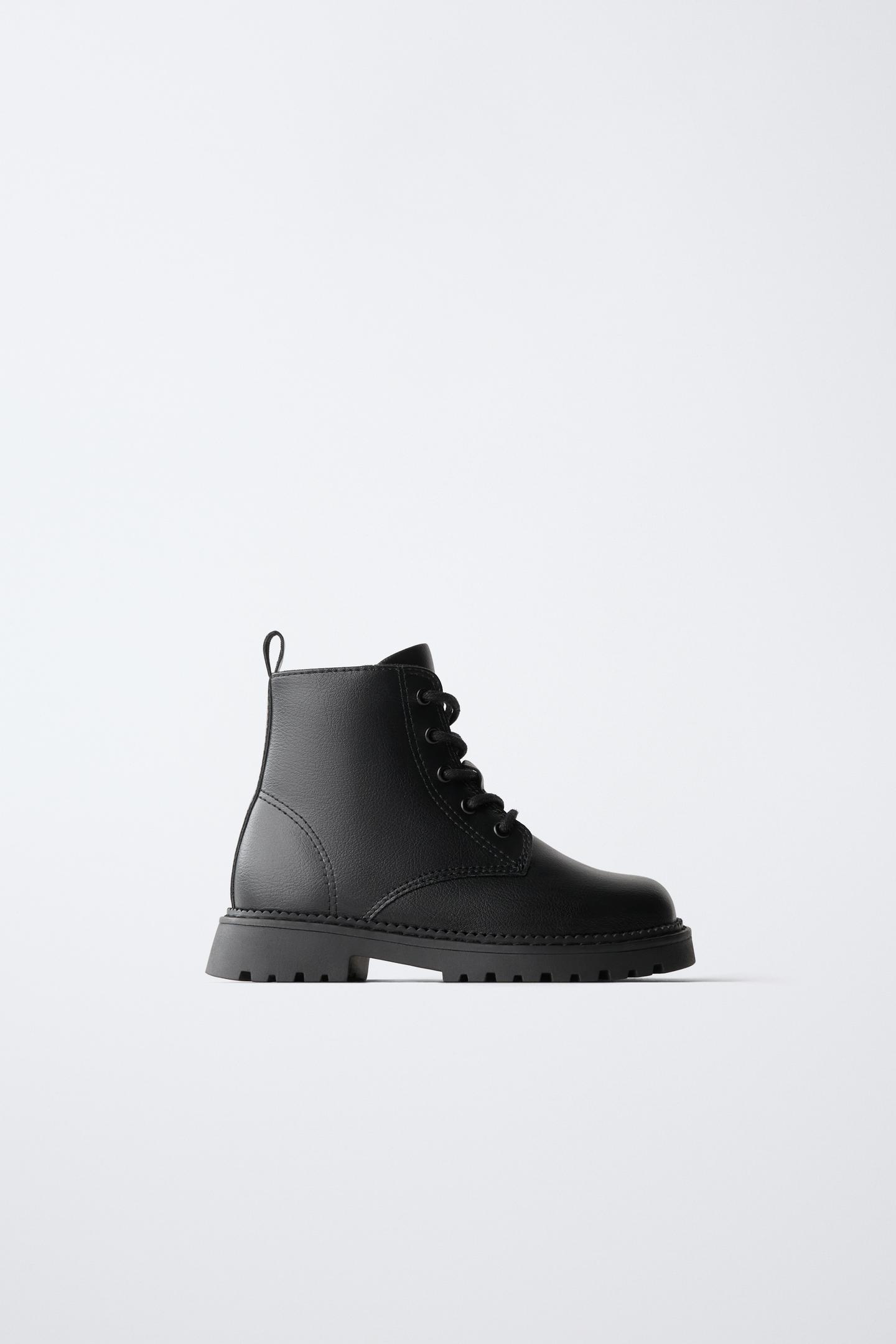 Детские ботинки Zara Lace-Up Ankle, цвет: Чёрный