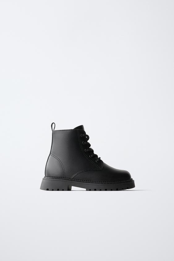 LACE-UP HIGH-TOP BOOTS - Black by Zara - Image 0
