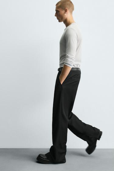 STRAIGHT-LEG TROUSERS WITH VENTS - Black by Zara - Image 5