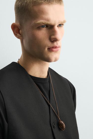 COLLIER CORDON PENDENTIF RÉSILLE - Marron de Zara - Image 2