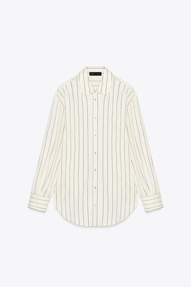 STRIPED OVERSIZE SHIRT ZW COLLECTION - White by Zara