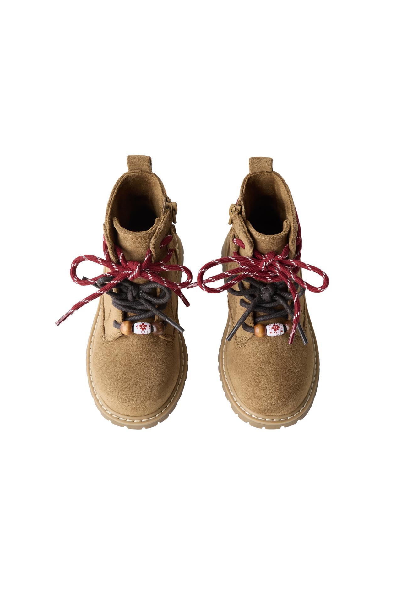 LACE-UP DETAIL BOOTS — Brown