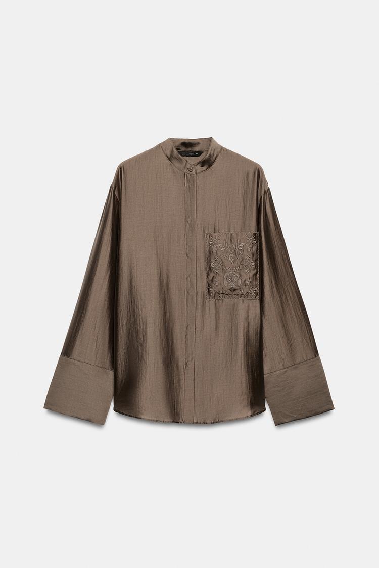 ZW COLLECTION EMBROIDERED POCKET SHIRT