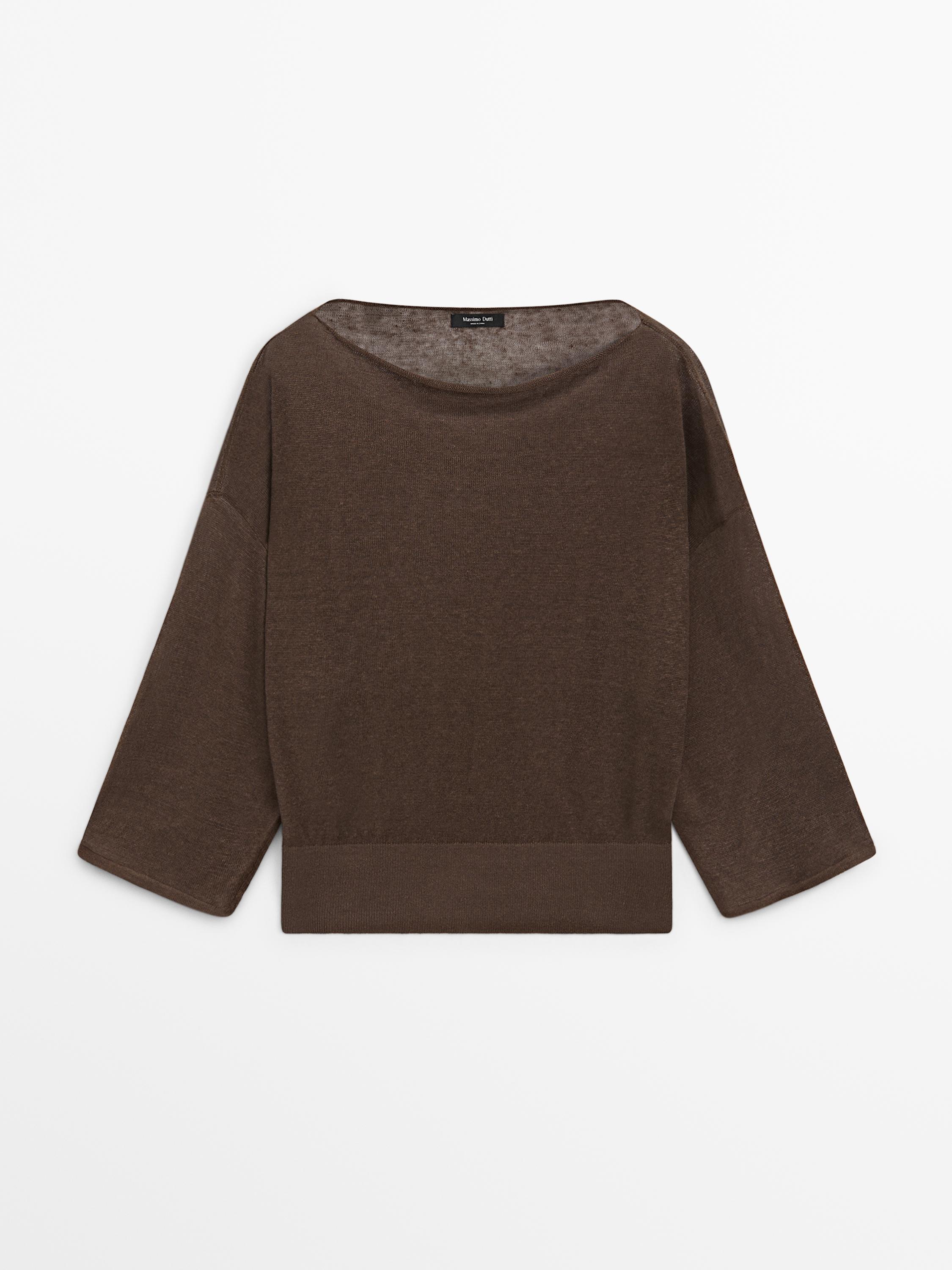 Linen knit boat neck T-shirt