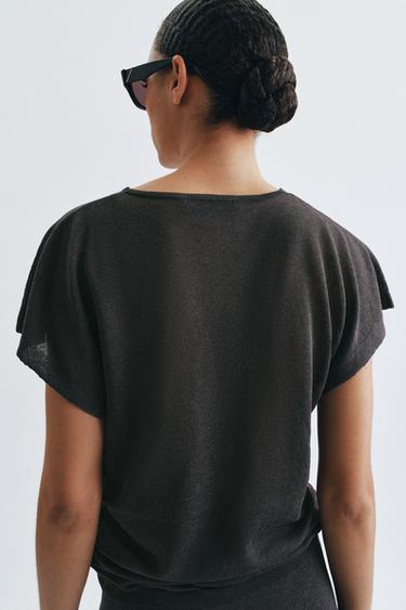 TOP DRAPÉ EN MAILLE - Bleu marine foncé de Zara - Image 3