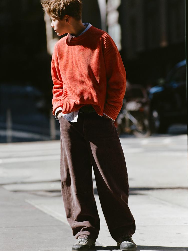 RELAXED BAGGY JEANS — Brown