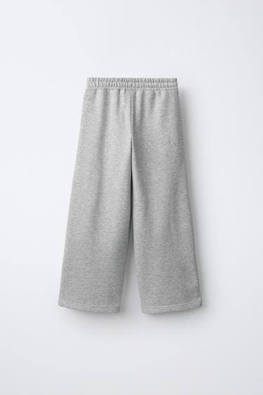 WIDE-LEG RHINESTONE PANTS — Gray marl 2
