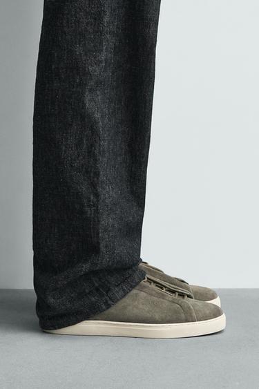 ZAPATILLA PIEL - Gris Topo de Zara - Imagen 0