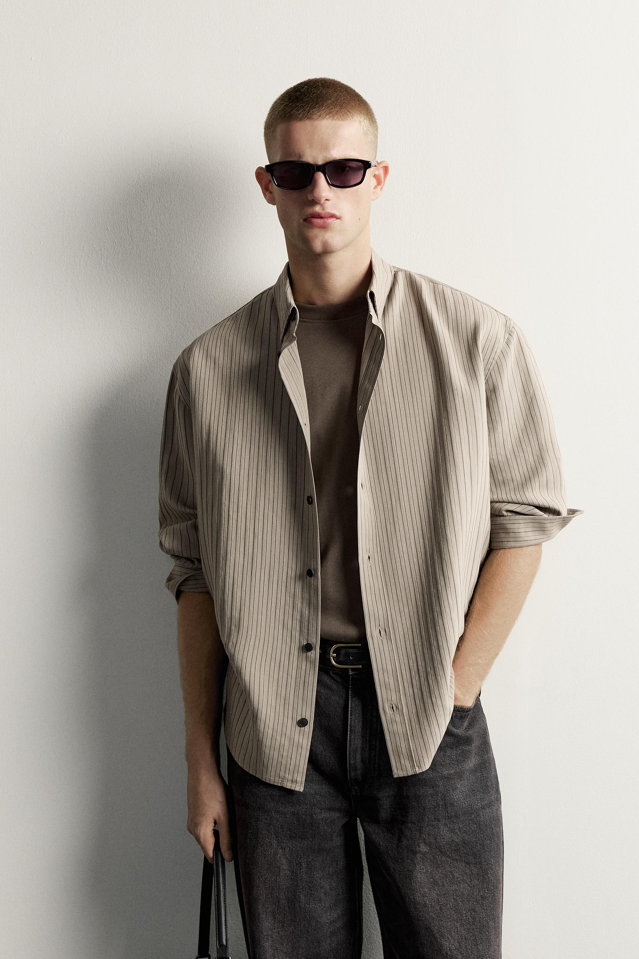 CHEMISE FLUIDE EN JACQUARD À RAYURES