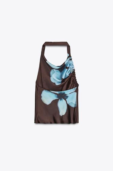 TOP SATINÉ IMPRIMÉ FLEURS - Multicolore de Zara - Image 6