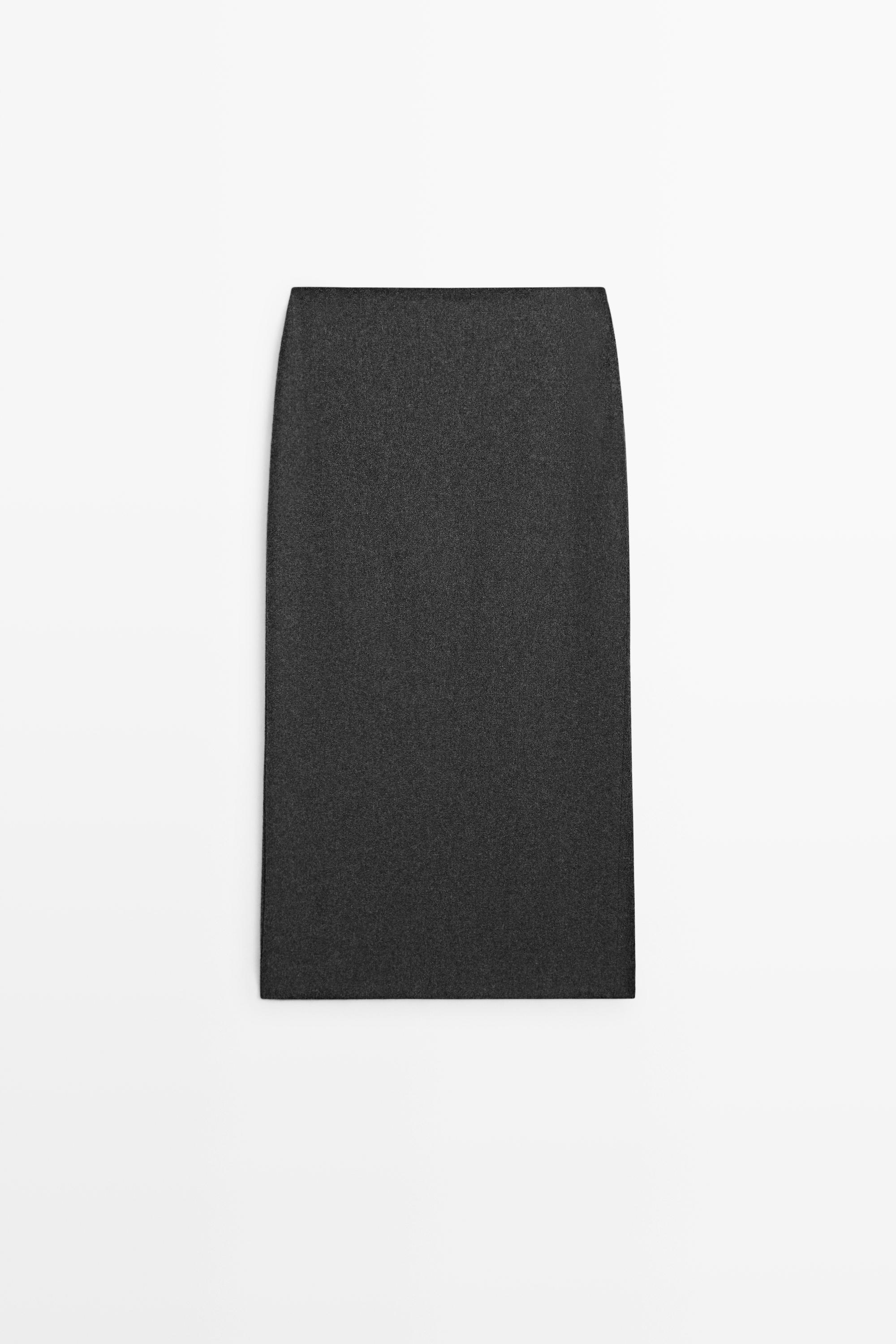 Straight wool blend midi skirt