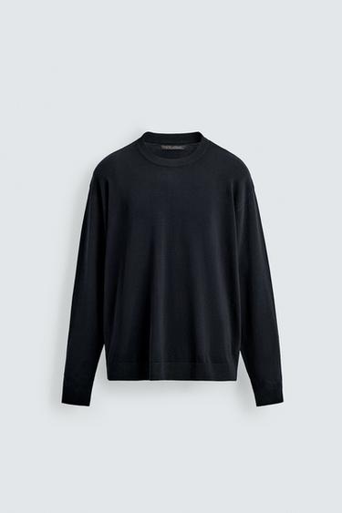 REGULAR FIT TEXTURED SWEATER - Navy blue by Zara - Image 6