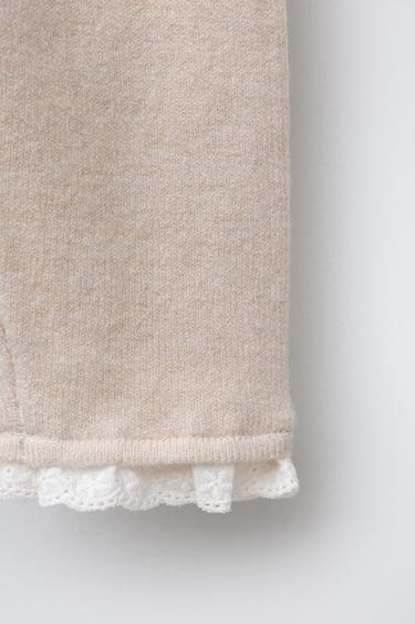 KNIT LACE TRIM LEGGINGS - Light beige by Zara - Image 3