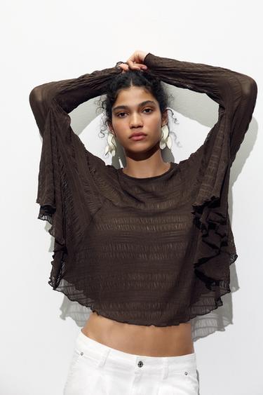 TOP CAPA COM TEXTURA - Chocolate da Zara