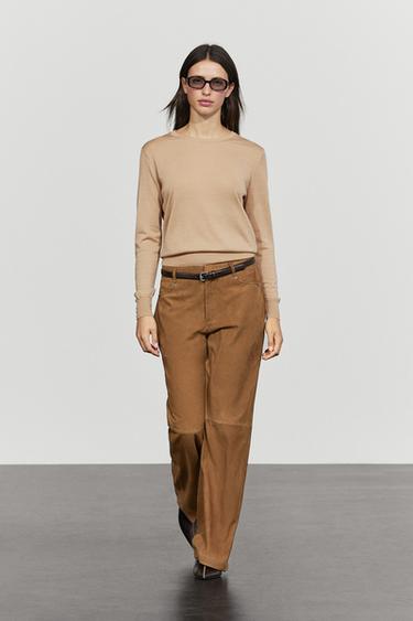 Zara 100% wool knit round neck sweater - Dark mink - Image 0