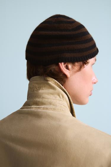 BONNET CALOTTE 100% CACHEMIRE RAYURES 0FR. PARIS X ZARA - Noir / Marron de Zara