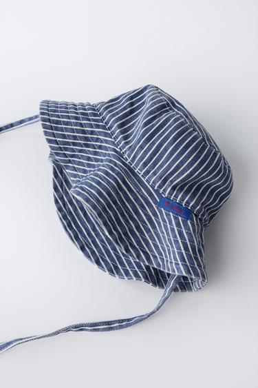 STRIPED TWILL BUCKET HAT - Blue/White by Zara - Image 2