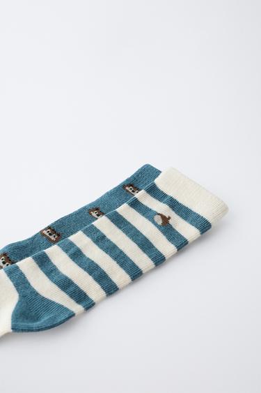 2-PACK OF ACORN AND SQUIRREL STRIPE SOCKS - Bluish by Zara - Image 1