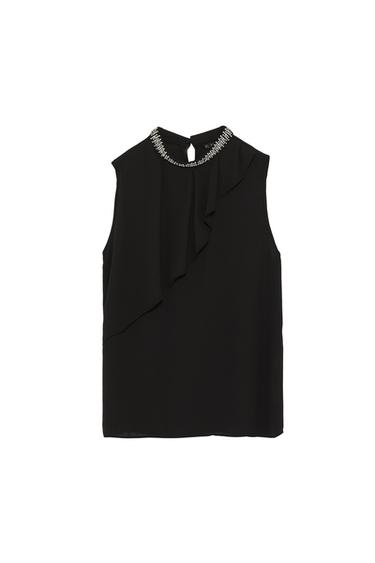 TOP WITH JEWELED NECKLINE