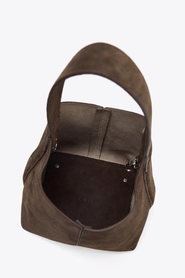 SUEDE MINI BUCKET BAG - Taupe Grey by Zara - Image 7