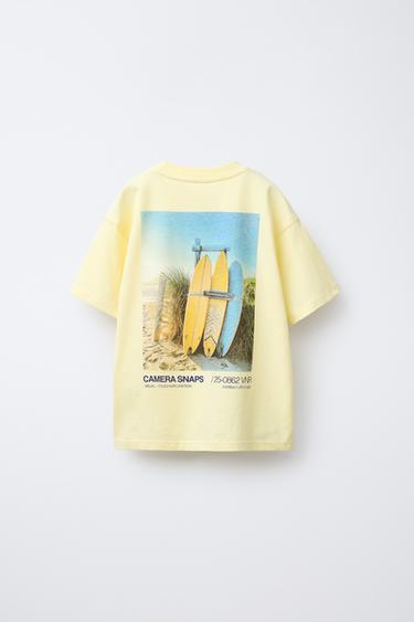 SURF PRINT T-SHIRT - Yellow by Zara - Image 1