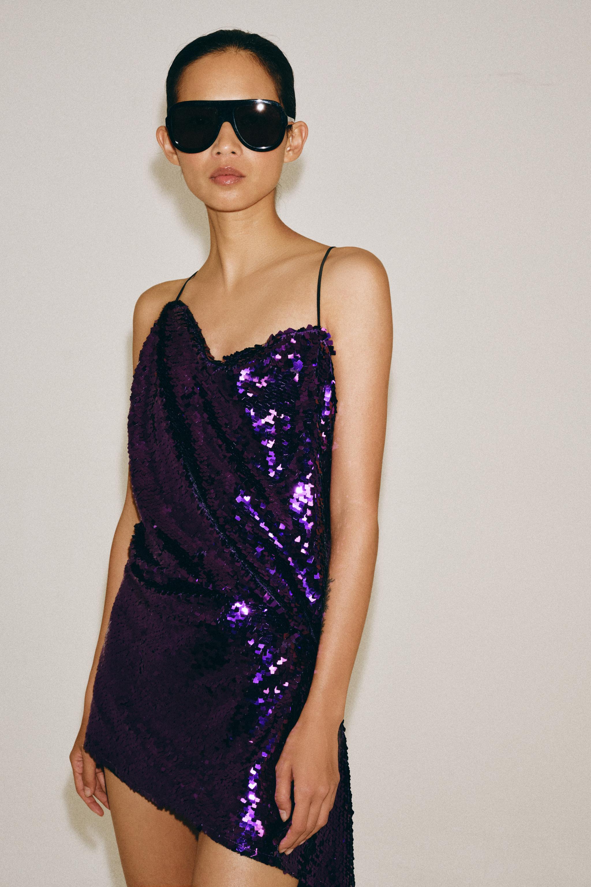 ZW COLLECTION SEQUIN DRAPED TOP — Violet