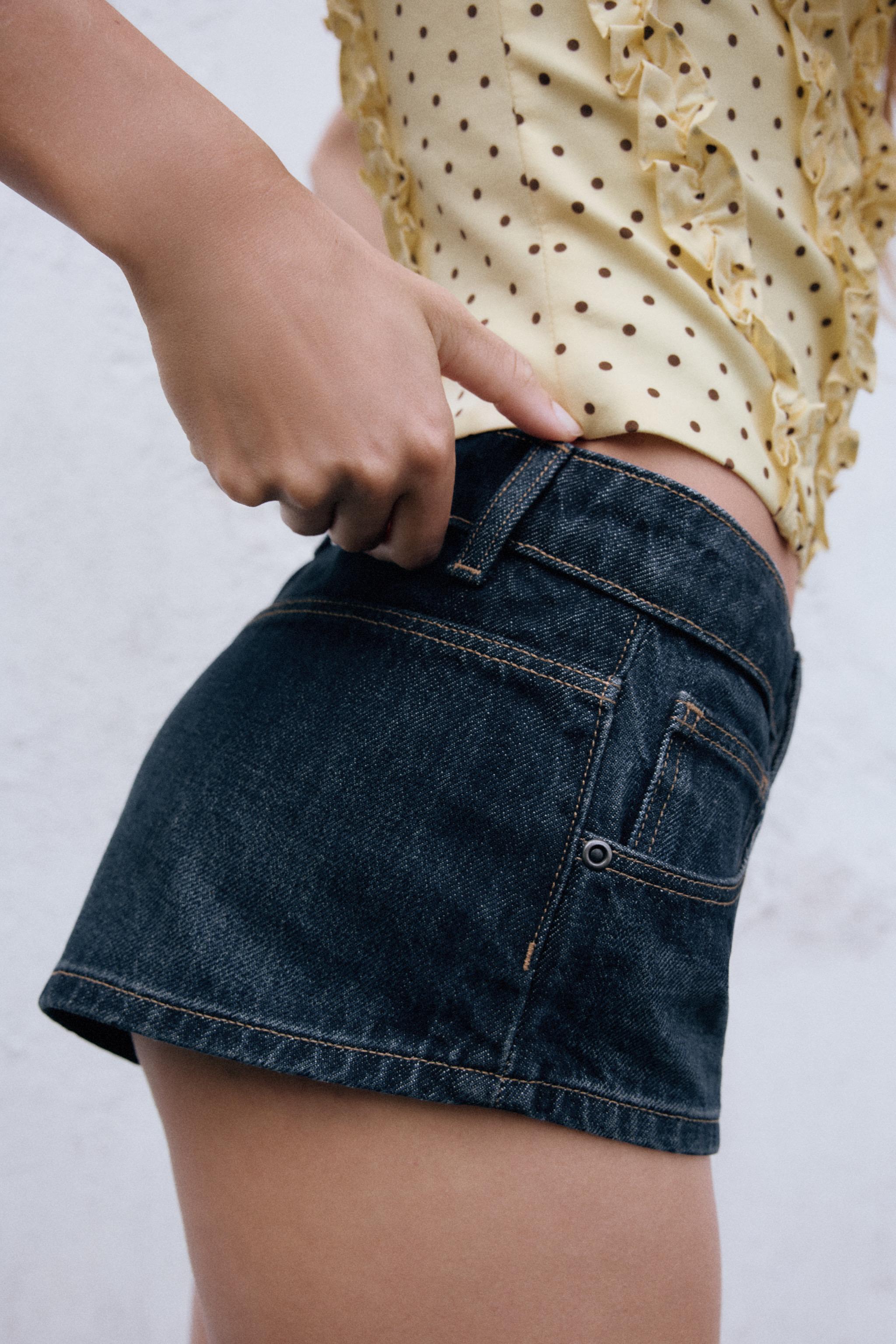 Женские шорты Zara TRF MID-RISE DENIM MINI SHORTS — фото 4