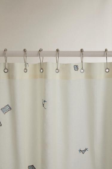 EMBROIDERED SHOWER CURTAIN - Ivory by Zara