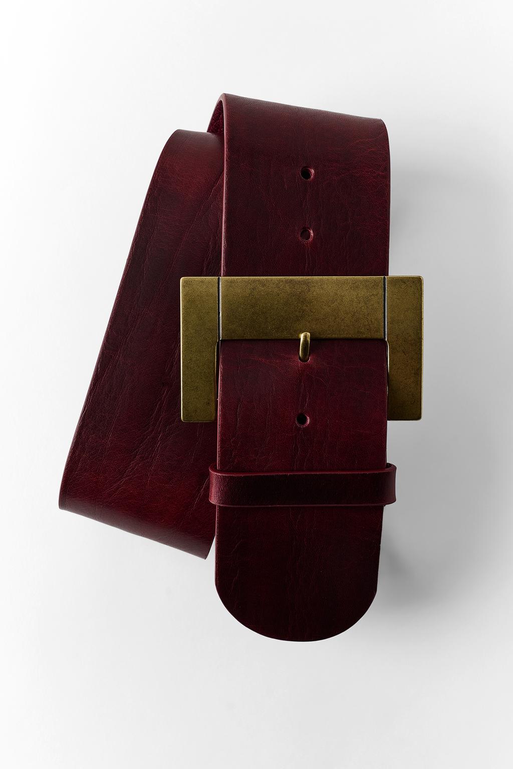 WIDE 100% LEATHER BELT WITH SQUARE BUCKLE