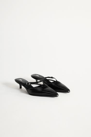 Zara LEATHER HEELED MULES 50TH ANNIVERSARY - Black
