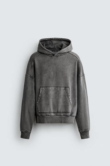 Zara WASHED HOODIE - Grayish