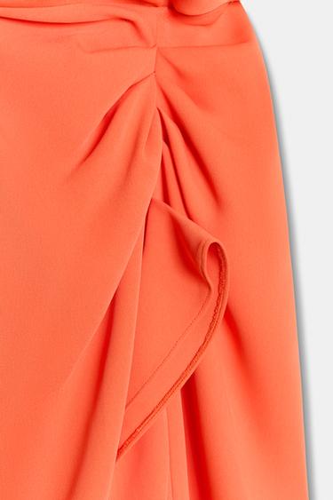 ROBE MI-LONGUE DRAPÉE ZW COLLECTION - Corail rouge de Zara - Image 9