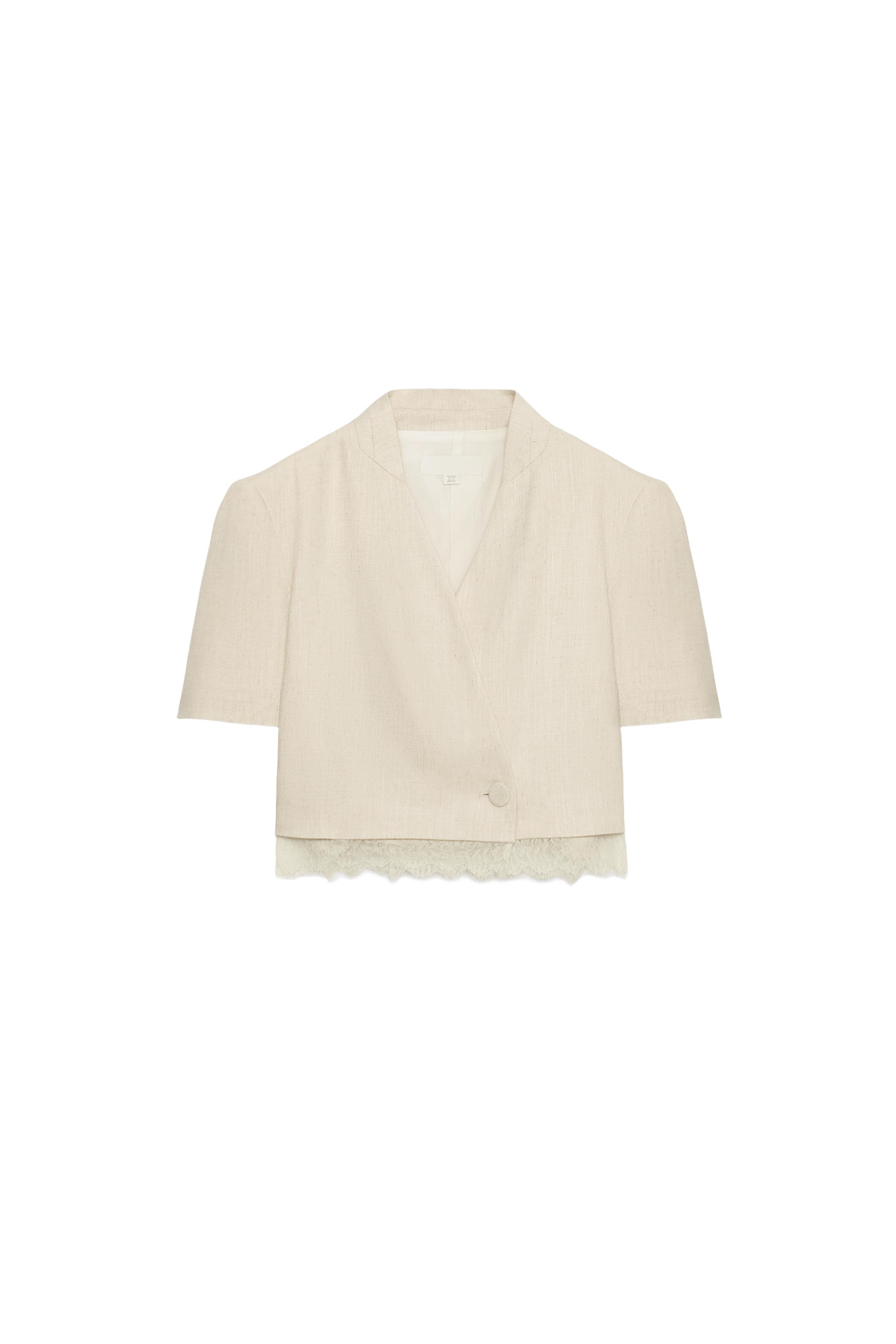 LACE TRIM CROPPED BLAZER