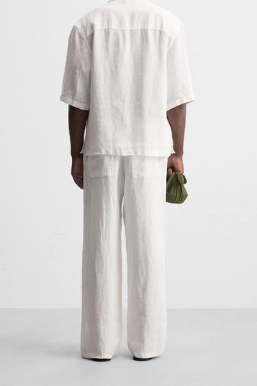 RELAXED FIT 100% LINEN TROUSERS - White by Zara - Image 2