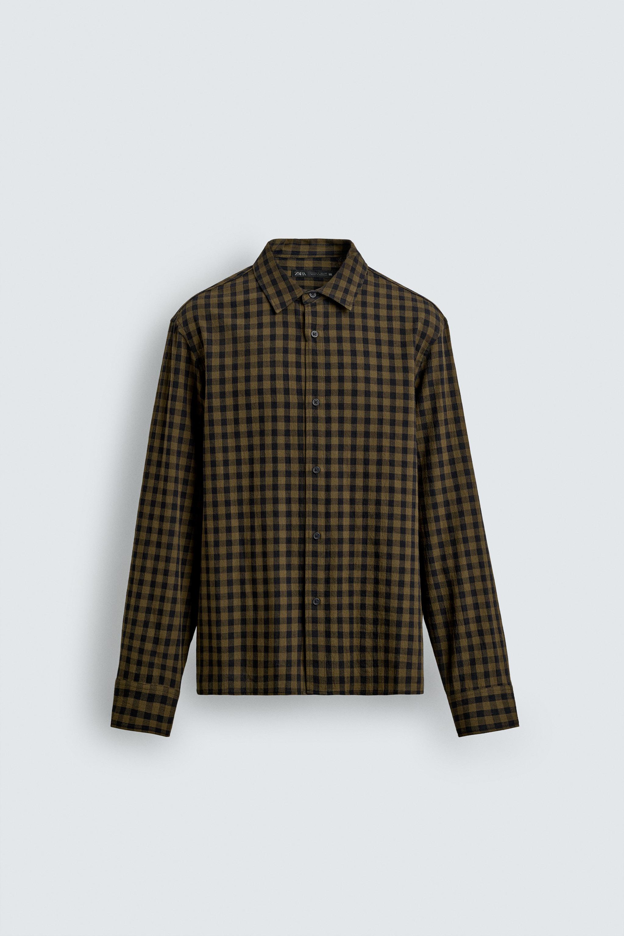 リラックスフィットチェックシャツ - ダークブラウン | ZARA Japan / 日本