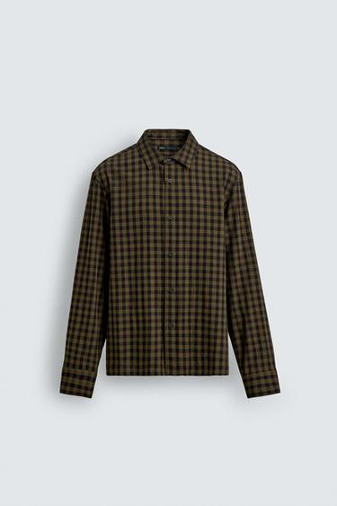 CAMISA RELAXED FIT CUADROS - Marrón oscuro de Zara
