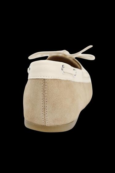 MOCASIN COMBINADO CORDONES ANTE - Blanco Crudo de Zara