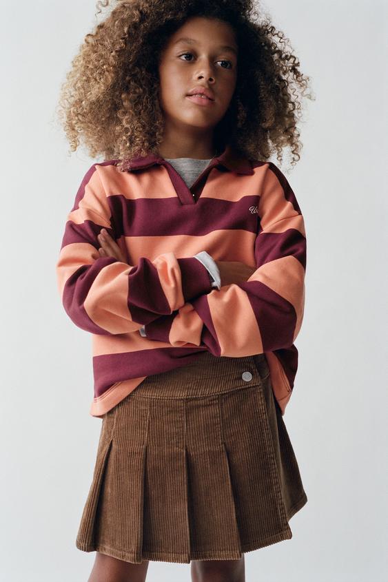 CORDUROY PLEATED SKIRT - Mid-camel by Zara - Image 0