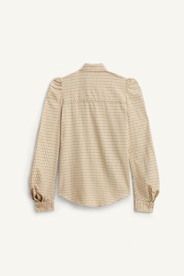 CHEMISE À CARREAUX AVEC NŒUD ÉDITION LIMITÉE - Beige clair de Zara - Image 6