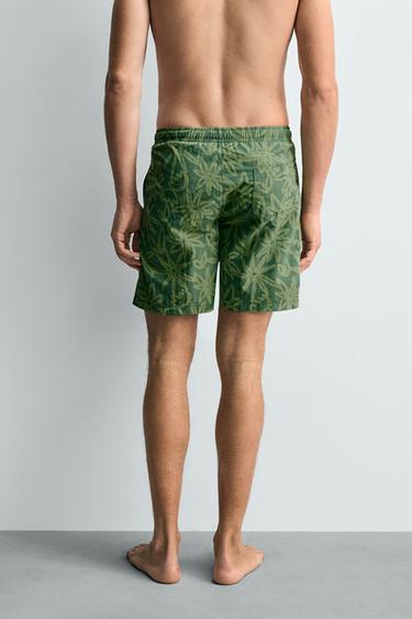 LONG FLORAL SWIMMING TRUNKS - Green by Zara - Image 2