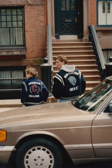 Zara CHAMPION ® X ZARA PATCH CLOTH BOMBER JACKET - Navy blue
