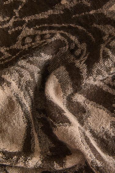 MANTA COM JACQUARD DE FLORES - Bege-claro da Zara