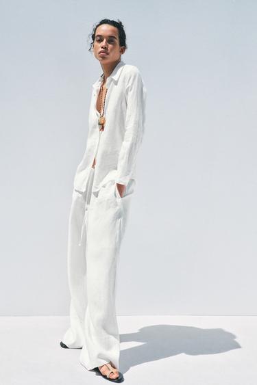 Zara 100% LINEN SHIRT ZW COLLECTION - White