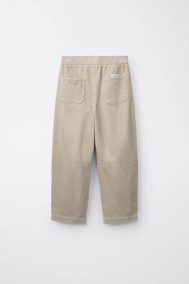 CORDUROY BARREL PANTS — Dark beige 2